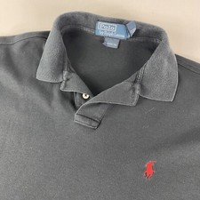 Polo Ralph Lauren Polo Shirt Mens Large Custom Fit Black Short Sleeve Red Pony
