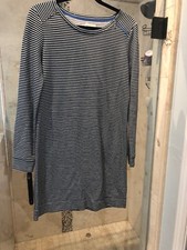 New LOFT Lou and Grey Ivory Black Striped Jersey Knit T-Shirt Dress  Medium M