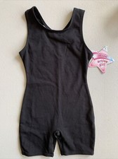 JACQUES MORET ACTIVE GIRL XS 4/5 BLACK GYMNASTIC DANCE BASIC BIKETARD UNITARD