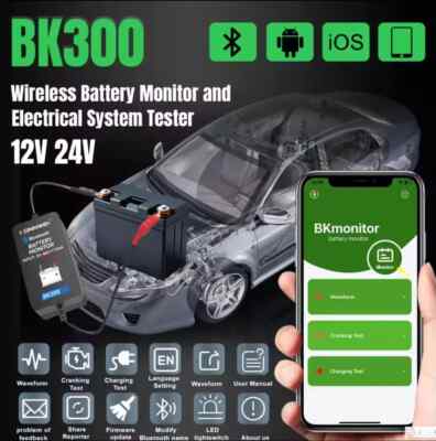 Bluetooth Autobatterie Health Monitor  Tester 5,0 Meter 12V 24V Tester Analyzer