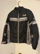 HWK Motorcycle Jacket Mens Medium Black Air Vents Reflective Armored