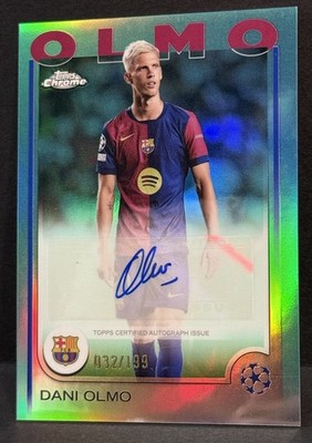 2024-25 Topps Chrome UCC Barcelona Dani Olmo Auto Aqua Refractor