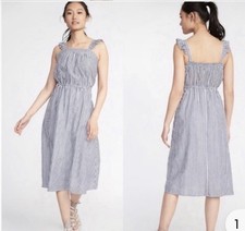 Old Navy Women XXL Midi Dress Striped Criss Cross Straps Coastal Summer Sundress