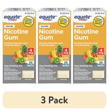  3 Pack  Coated Nicotine Polacrilex Gum 4 Mg Nicotine , Fruit Flavor, 2