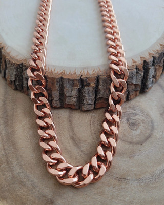Pure Solid Copper Cuban Chain Necklace Curb Link Rider Arthritis 24'' Necklace