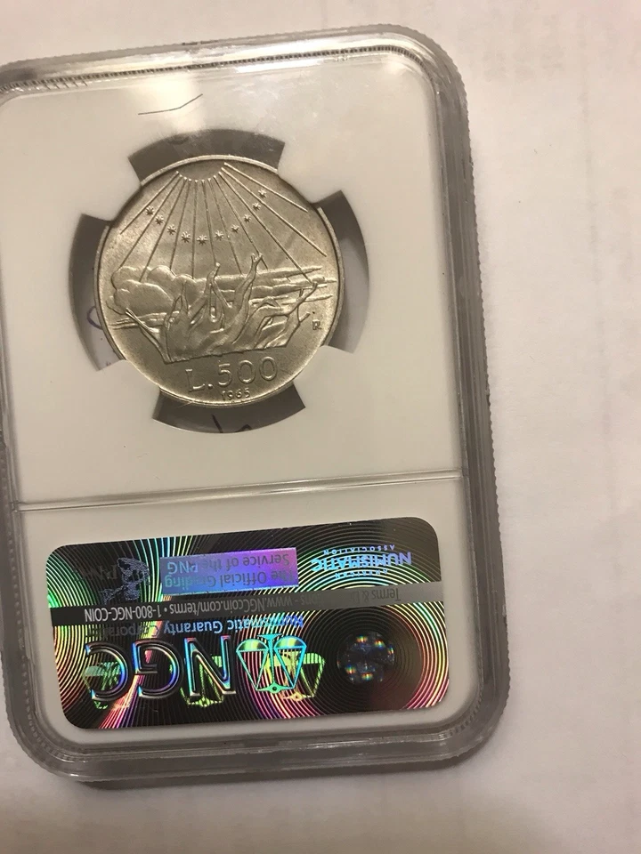 1965 ITALY SILVER 500 LIRE DANTE ALIGHIERI NGC MS 64 SCARCE BEAUTIFUL BU - Image 2 of 3