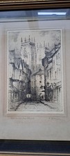 Original Antique Etching Lithograph - York Minster - F Robson - Early 1900s