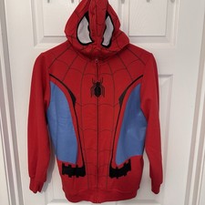 Marvel Spider-Man Boys Large Full-Zip Hoodie Spidey Suit Mask Hoodie Fleece