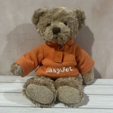 EasyJet Teddy Bear Soft Toy Plush 26cm Tall. Gulliver Russ In Orange Top