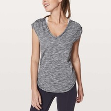 Lululemon Sweat Times Tee • Tiger Space Dye Alpine White/Dark Slate • Size 10