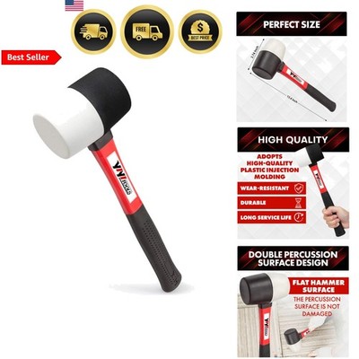 Rubber Mallet 16oz Rubber Hammer with Fiberglass Handle Black White Durable