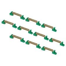 10 Pcs Ground Bus Bar 10 Positions Brass Terminal Grounding Bar, Green