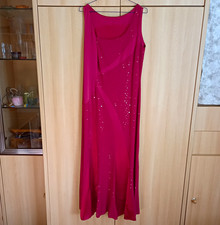 Damen Abendkleid lang Pink ärmellos Paillett...