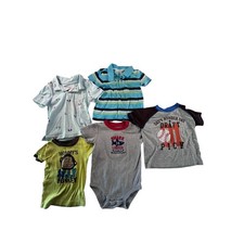 Kids Bundle 5pc Polo Bodysuit Tees Shirts 18M Monkey Baseball Shark Stripes