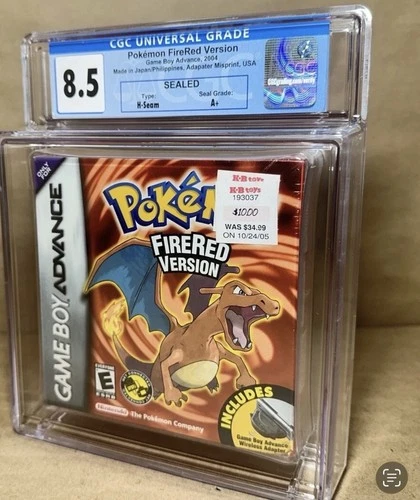 Pokemon FireRed Version Game Boy Advance Sealed New CGC 8.5  A+ Graded H-Seam