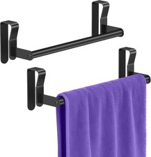 2 Pack Over Cabinet Towel Holder Stainless Steel Kitchen Door Towel Bar Black