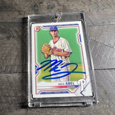 Mick Abel Signed RC 2021 Bowman Draft Baseball Card #BD72 In Person Auto