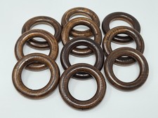 Lot of 10 Vintage Round 2-1/2" Brown Genuine Wood Macrame Craft Rings