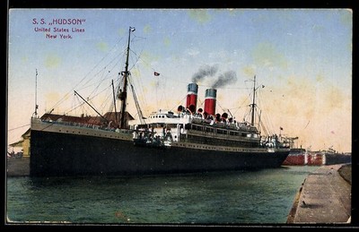Passagierschiff S.S. Hudson der United States Lines im Hafen, Ansichtskarte 