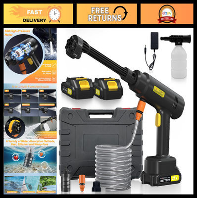 #ad Portable Cordless Pressure Washer 6 in 1 Nozzle Battery Powered 2 Batteries $69.99