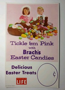 1960s Vintage Easter Sign Vintage Brach's Easter Candy Advertising Sign Boy Girl