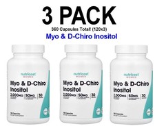 Nutricost, Women, Myo  D-Chiro Inositol, 3 PACK, 120 Capsules 360 total 