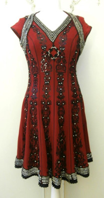 Y2K Dark Red & Black, Sequin & Rhinestone Trimmed Evening Dress UK Size 12  | eBay UK