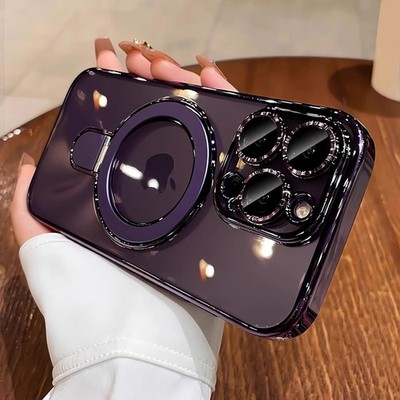 Magnetic Case for iPhone 14 Pro Max with Invisible Stand and Camera Lens Protect