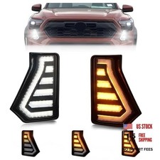 Sequential Front LED Fog Lights for 2024 2025 Tacoma Truck, Clear C-Shaped DRL