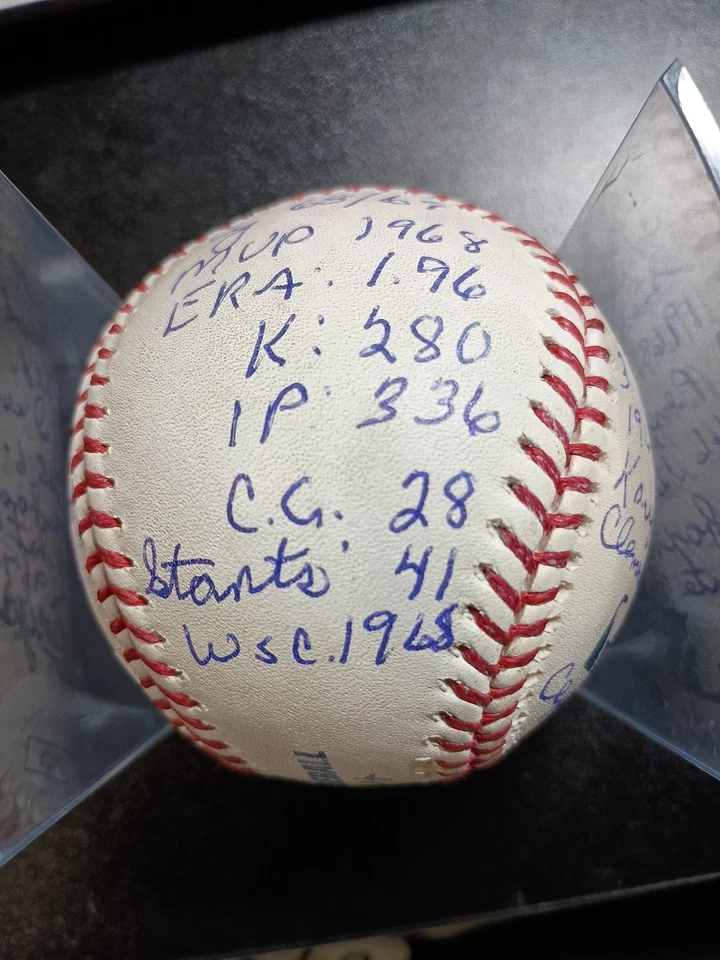 Denny McLain SIGNED Stat Ball Mickey Mantle Story 1968 MVP WSC CY YOUNG JSA - Image 3 of 4