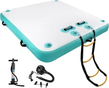 TONKOUM 8ft Floating Dock Water Platform Multi-People Inflatable Mint Green