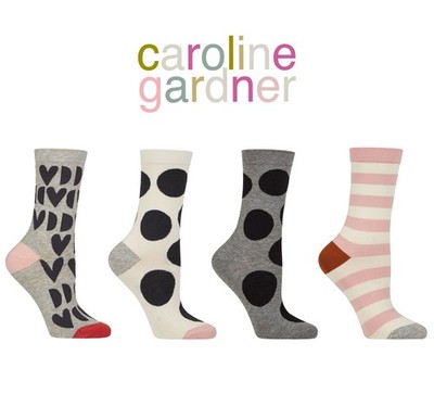 Caroline Gardner Socken - Damen gemustert Bambus Baumwollmischung 1 Paar in Größe 4-8