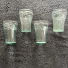 4” Coca-Cola Green Glass Small Glass Cup Vintage Coke Set Of 4 Pieces