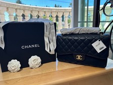 100 Authentic New Chanel Classic Double Flap Large Black Caviar With Gold HW