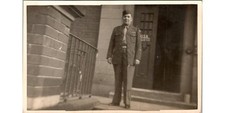 1940s US Army Soldier at Attention USA BILLETS WWII Era Sepia Photograph
