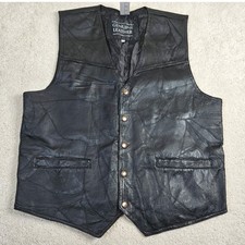 Vintage Italian Stone Navarre Genuine Leather Patchwork Vest XL Biker Motorcycle