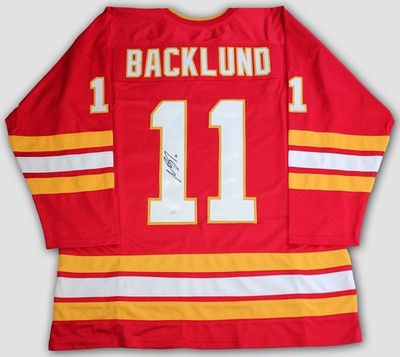 MIKAEL BACKLUND SIGNED CALGARY FLAMES CUSTOM JERSEY STAR AUTOGRAPHED +JSA COA