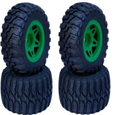 Powerhobby 3.8 Belted All Terrain Mounted Tires Wheels Green Arrma TALION
