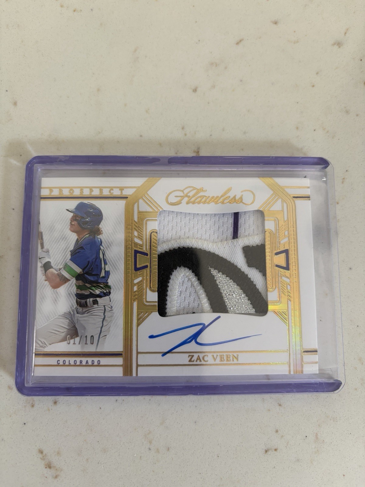 2024 Leaf Flawless Zac Veen Patch on card Auto 1/10 First On The Print Rockies 