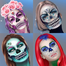 Day of the Death Face Jewels Crystals Face Gems Stick on Halloween Makeup Costum