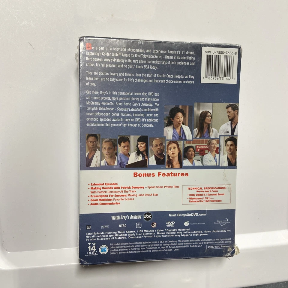 Grey's Anatomy Season 3 Seriously Extended Box Set DVD New Sealed - Image 3 of 4