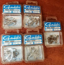 GAMAKATSU TREBLE 4X STRONG HOOK SIZE 2/0 (LOT OF 5)BRAND NEW SEALED 