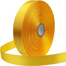 50 Yards Yellow 5/8 Inch Single Face Satin Ribbon Wedding Craft Bow Trim Roll