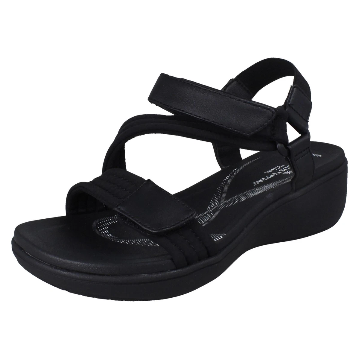 Sandales Clarks Curtain Shine Pour Femme - Talons Compensés Daim Noir - Taille UK 6 (39.5) - Neuves Sans Boîte