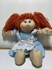 Vintage Cabbage Patch Kid 1985  Green Eyes Red Hair Pony Tails Blue Dress