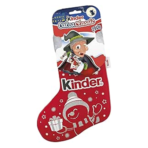 CALZA KINDER ORIGINALE in Velluto Rosso 290 grammi EPIFANIA Befana Ferrero