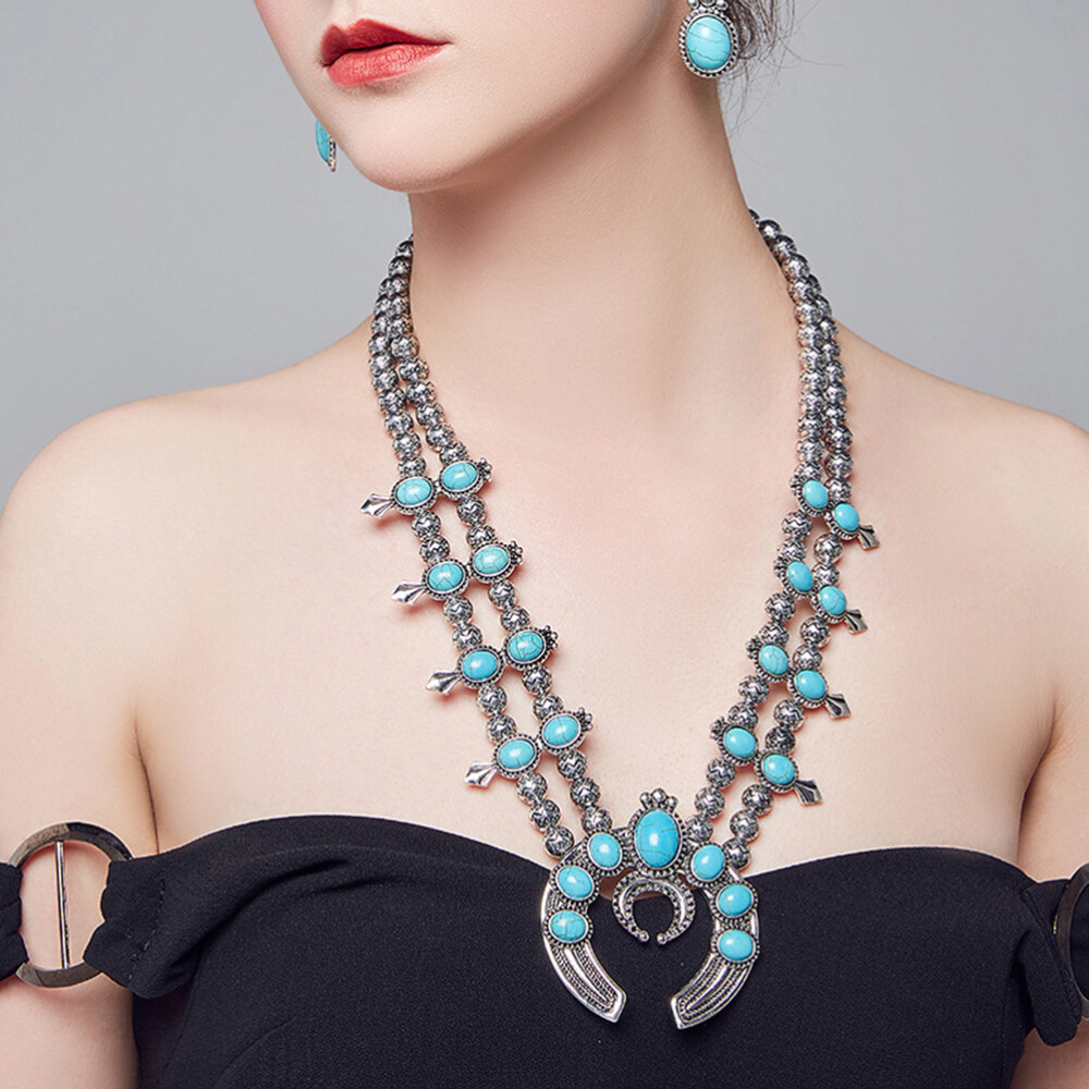 Anom.｜Turquoise Wrap Necklace 55cm Necklace Pendant Turquoise Necklace Turquoise Wrap Turquoise Cuff