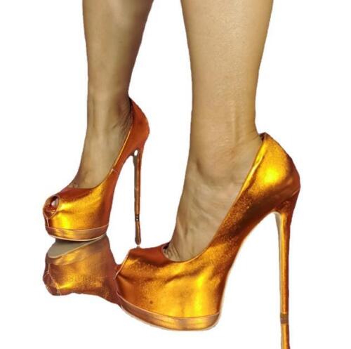 Scarpe donna punta aperta tacchi alti a stiletto plateau sandali discoteca slilp on - Foto 6 di 8