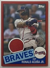 2020 Topps #85TR-RA Ronald Acuna Jr. 1985 35th Anniversary Relics Red #/25