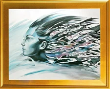 Galya Bukova-Untitled(1)-Framed Original Acrylic Painting/Canvas/Hand Signed/COA